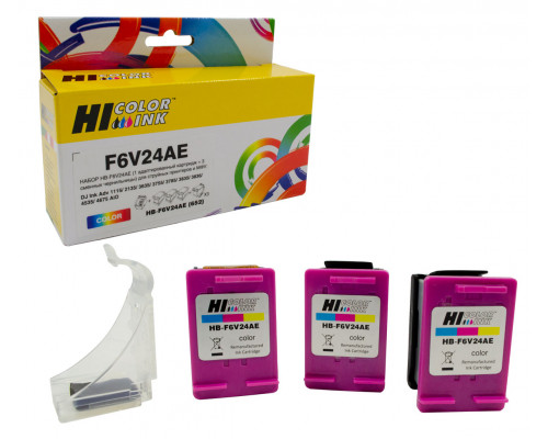 Набор Hi-Black (F6V24AE) №652 (1 адапт. картридж+ 3 сменных чернильницы) для HP DJ1115/3636, Color