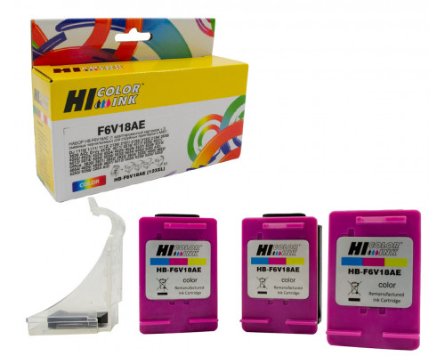 Набор Hi-Black (F6V18AE) №123 (1 адапт. картридж+ 3 сменных чернильницы) для HP DJ2130, Color