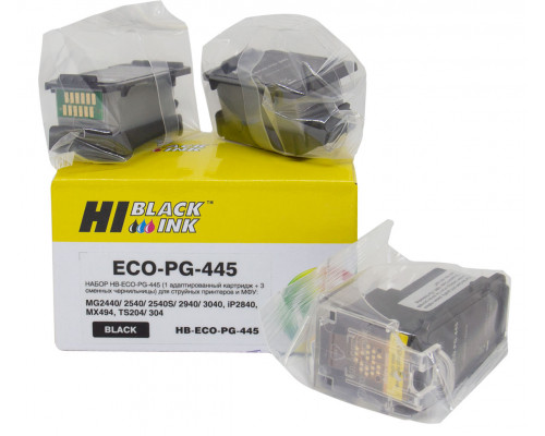 Набор Hi-Black PG-445 (1 адапт. картридж+ 3 сменных чернильницы) для Canon PIXMA MG2440/2540, Black