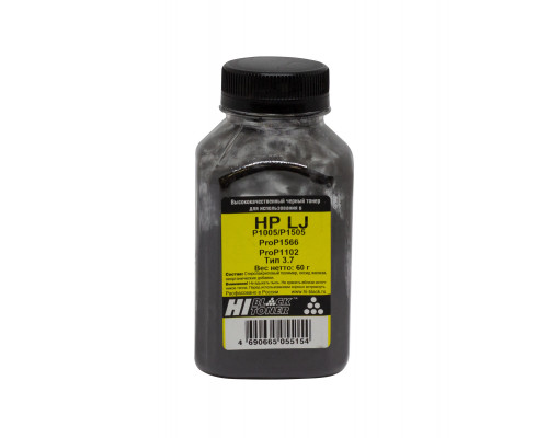 Тонер Hi-Black для HP LJ P1005/P1505/ProP1566/ProP1102, Тип 3.7, Bk, 60 г, банка