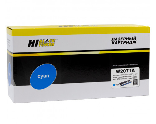 Тонер-картридж Hi-Black (HB-W2071A) для HP CL 150a/150nw/MFP178nw/179fnw, 117A, C, 0,7K