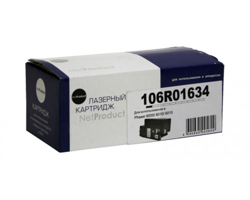 Тонер-картридж NetProduct (N-106R01634) для Xerox Phaser 6000/6010/WC6015, Bk, 2K