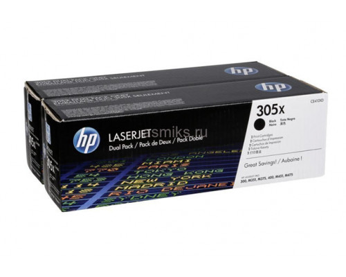Картридж 305X для HP CLJ Color M351/ M375/ M451/ M475 CLJ Pro 300 M351,4K*2 (O) черный CE410XD