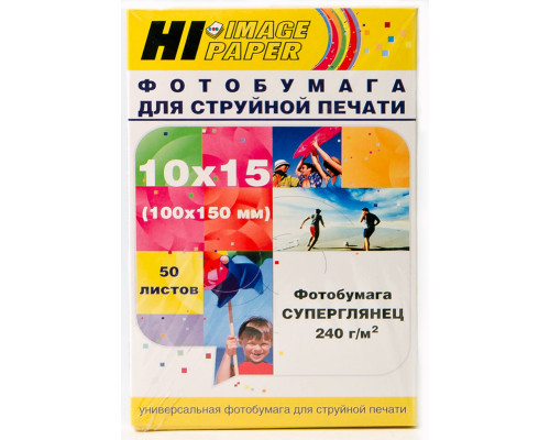Фотобумага Hi-Image Paper суперглянцевая односторонняя, 10x15 см, 240 г/м2, 50 л.