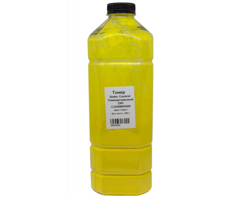 Тонер Static Control Универсальный для Oki C3300N/5500, Y, 500 г, флакон